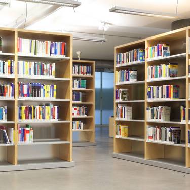 Blick auf Bücherregale der Bibliothek