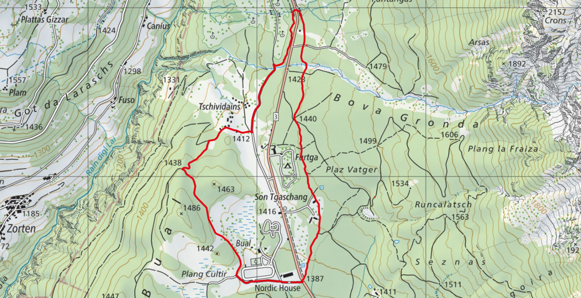 Der Streckenplan T4 Kids Race des FHGR Trail Run.