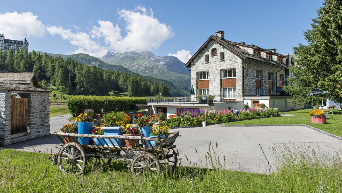 Auf dem Grundstück des Chesa Randolina soll ein Gewächshaus entstehen, um Pflanzen zu überwintern und Gemüse für die Hotelküche anzubauen. (Bild: Gian Giovanoli)