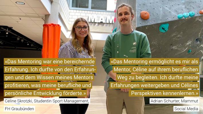 Mentoring-Programm im Studium Sportmanagement: Studentin Céline und Mentor Adrian
