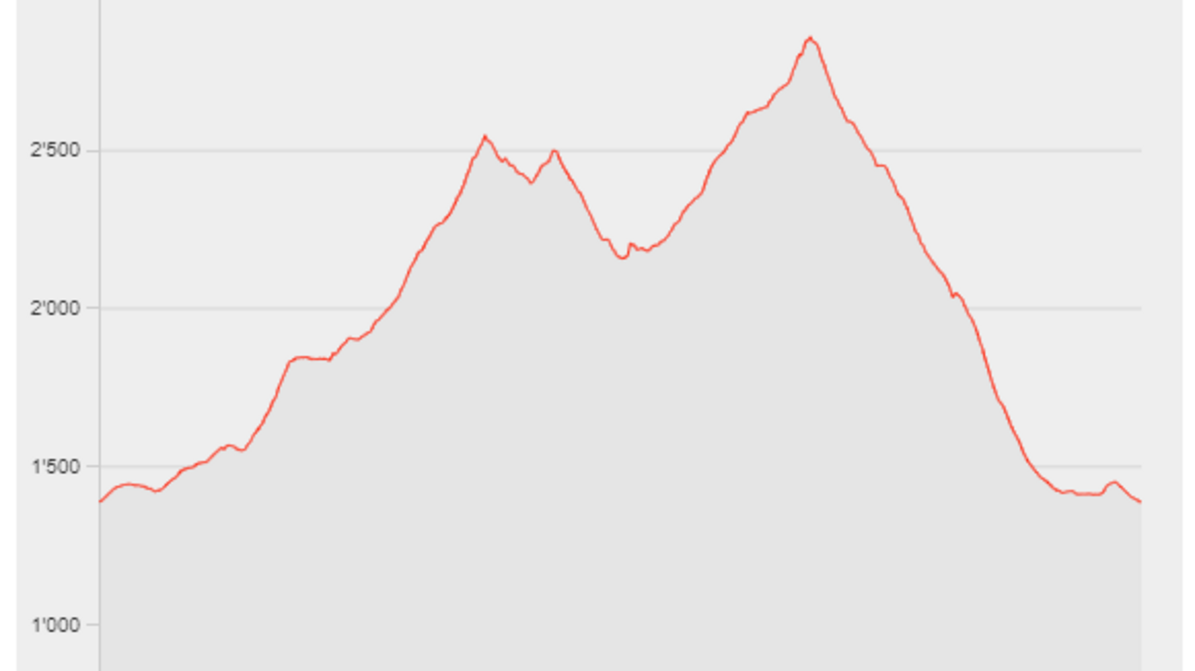 Der Höhenverlauf T30 des FHGR Trail Run.