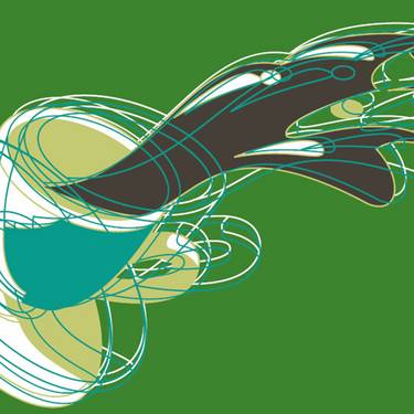 Wissenschaftscafe Graubünden Zeichnung einer Kaffeetasse dessen Inhalt überschwappt auf blauem Hintergrund