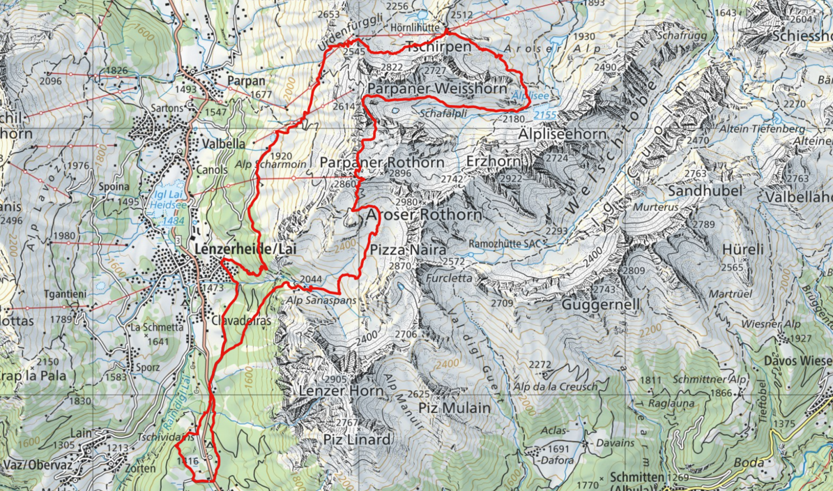 Der Streckenplan T30 des FHGR Trail Run.