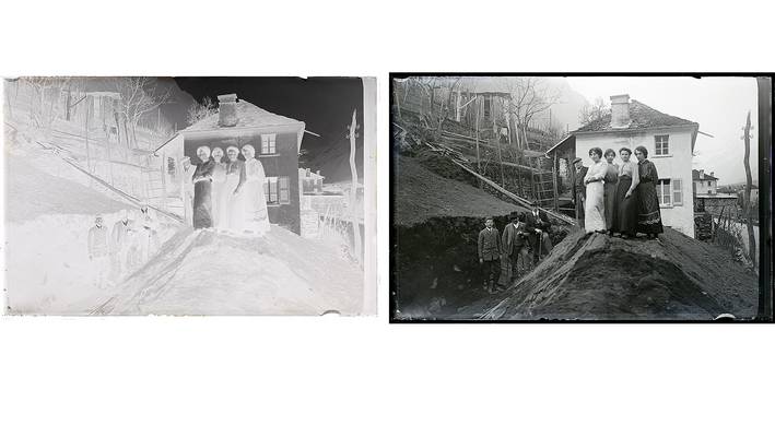 Vergleich eines gesicherten Bildes mit dem Originalbild bei einer Ausgrabung