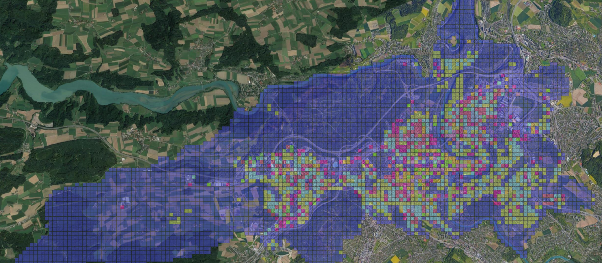 Visualisierung des Clustering verschiedener Handlungsfelder für Bern