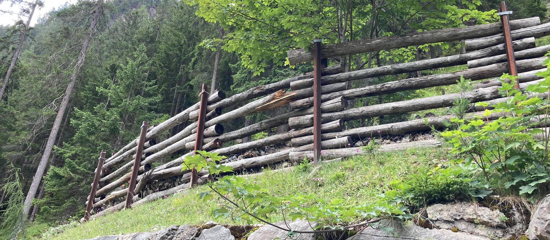 Steinschlagbarrieren aus Holz