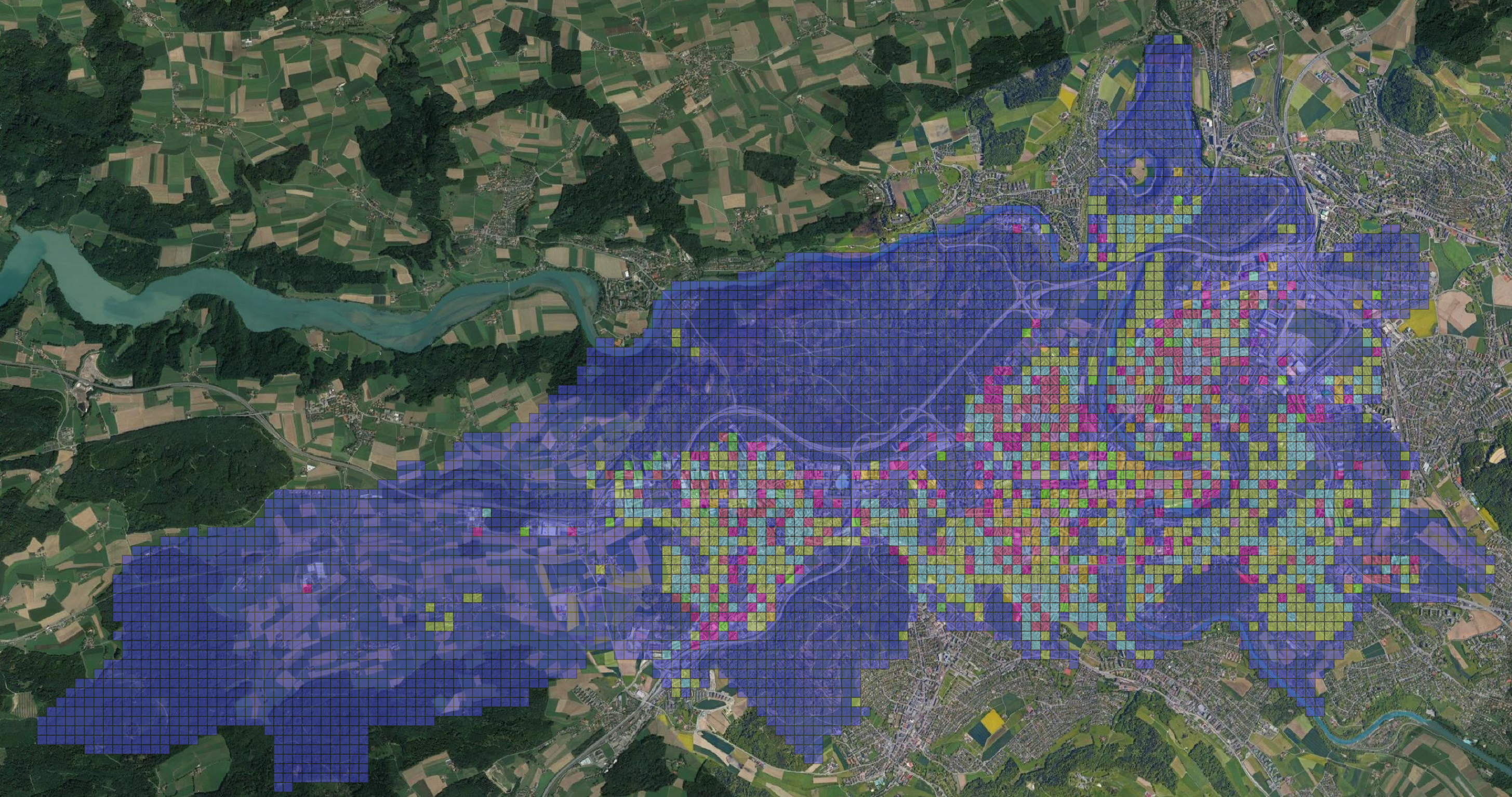 Visualisierung des Clustering verschiedener Handlungsfelder für Bern