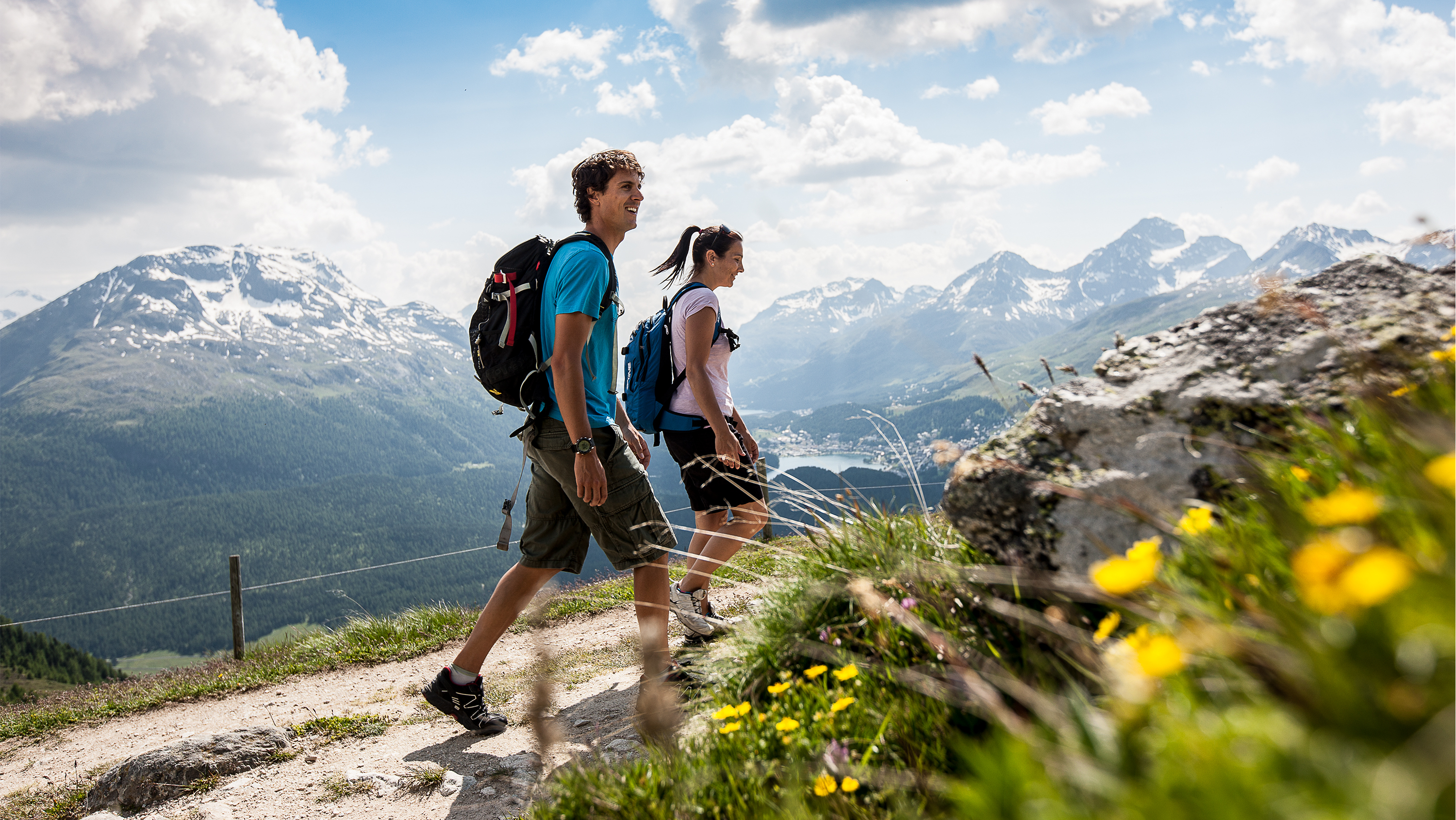 Wanderer bei Muottas Muragl